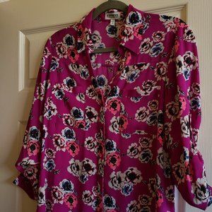 Express Portofino Shirt Button Down Long Sleeve Roll Tab Blouse Size Large
